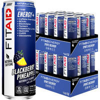 Fitaid Energy, 200Mg Natural Caffeine, Keto, Blackberry Pineapple, Optimum Performance Formula: Bcaas, Quercetin, Electrolytes, Omega-3S, 15 Calories, Paleo, Vegan & Gluten-Free 12 Fl Oz (Pack Of 24)