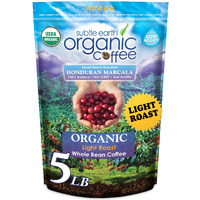 Subtle Earth Organic Coffee - Light Roast - Whole Bean Coffee - 100% Arabica Beans - Low Acidity And Non-Gmo - 5Lb Bag