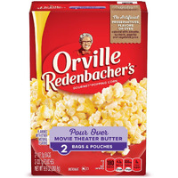 Orville Redenbachers Pour Over Movie Theater Butter Flavored Microwave Popcorn, Gluten Free, 2 Count Popcorn Bags (12 Boxes)