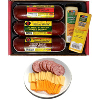 Wisconsin's Best & Wisconsin Cheese Company - Gourmet Variety 100% Wisconsin Cheese & Original, Garlic & Jalapeno Cheddar Summer Sausage Sampler Gift Basket.