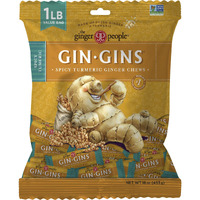 Gin Gins Spicy Turmeric Chewy Ginger Candy By The Ginger People - Anti-Nausea And Digestion Aid, Individually Wrapped Healthy Candy - Spicy Turmeric And Ginger Flavor, Large 1 Lb Bag (Pack Of 1)