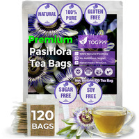 120 Pasiflora Pasion Flower Tea Bags, 100% Natural & Pure Pasiflora Passion Flower. Passion Flower Herbal Tea. Pasiflora Flower Tea. No Sugar, No Caffeine, No Gluten, Vegan.