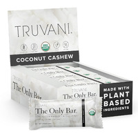 Truvani Plant Based Snack Bar | Coconut Cashew 12 Pack | 5G Protein | Usda Organic And Vegan | The Only Bar | Dairy, Soy, And Gluten Free | Individually Wrapped