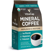 Vitacup Mineral Coffee With Trace Minerals, Hydrate, Replenish & Restore W/All Natural Sea Minerals, Electrolytes, Organic Coffee, Single Origin, Medium Dark Roast, Ground Coffee 10Oz