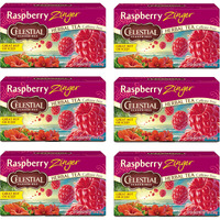 Celestial Seasonings Raspberry Zinger Herbal Tea, Caffeine Free, 20 Tea Bags Box, (Pack Of 6)