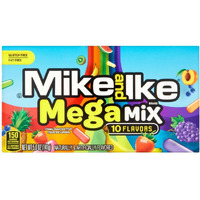 Mike & Ike Mega Mix 10 Flavors Chewy Flavored Candy 5 Oz Theater Box, Assorted Fruit, 12 Count