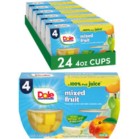 Dole Fruit Bowls Mixed Fruit In 100% Juice Snacks, 4Oz 24 Total Cups, Gluten & Dairy Free, Bulk Lunch Snacks For Kids & Adults