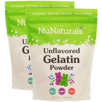 Nunaturals Unflavored Beef Gelatin Powder, Instantly Thickens, Stabilizes, And Texturizes, 1Lb (2-Pack)