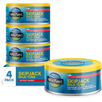 Wild Planet Skipjack Wild Tuna, No Salt Added, Canned Tuna, Sustainably Wild-Caught, Pole & Line, Non-Gmo, Kosher, 5 Ounce Can (Pack Of 4)