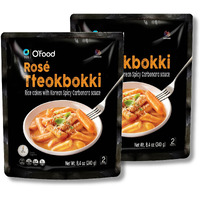 Chung Jung One O'Food Rose Spicy Carbonara Tteokbokki, Gluten-Free Korean Rice Cakes, Authentic Spicy Korean Street Food Snack, Perfect With Cheese And Ramen Noodles, Ready To Eat, No Msg, No Corn Syrup, Pack Of 2
