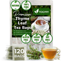 120 Thyme Leaf Tea Bags, 100% Natural & Pure Thyme Leaves. Loose Leaf Thyme Herbal Tea. Thyme Leaf Tea. No Sugar, No Caffeine, No Gluten, Vegan.