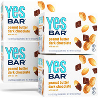 The Yes Bar - Peanut Butter Dark Chocolate - Plant Based Protein, Decadent Snack Bar - Vegan, Paleo, Gluten Free, Dairy Free, Low Sugar, Healthy Snack, Breakfast, Low Carb, Keto Friendly (24 Count)