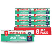 Bumble Bee Chunk Light Tuna In Water, 3 Oz Cans (8 Packs Of 3, 24 Cans Total) - Wild Caught Skipjack Tuna - 12G Protein Per Serving - Msc Certified Sustainable Seafood, Non-Gmo, Gluten Free, Kosher