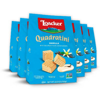 Loacker Quadratini Vanilla Wafer Cookies Large - Premium Crispy Bite Size Wafers - 30% Less Sugar - Non-Gmo - Large Pack Of 6