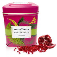 Organic Pomegranate Ceylon Green Tea - 50 Packets - Natural Antioxidant Rich Herbal Leaf Teabags - Usda Certified 100% Non-Gmo - Caffeinated Designer Gift Tin