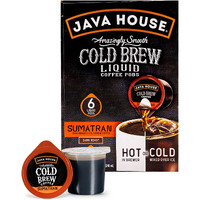 Java House Cold Brew Coffee, Sumatran Dark Roast Coffee Concentrate Liquid Pods, 6 Ct
