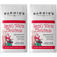 Barnie's Santa's White Christmas Ground Coffee With Coconut, Caramel, And Warm Vanilla Flavors, Medium Roasted Arabica Coffee Beans, 12 Oz Bag (Pack Of 2)