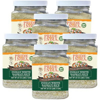 Pride Of India - Pack Of 6 - Extra Long Indian Basmati Rice - Naturally Aged Aromatic Grain, 1.5 Pound Jar