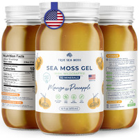 Trueseamoss Wildcrafted Irish Sea Moss Gel -7 Flavors- Nutritious Raw Seamoss Rich In Minerals, Proteins & Vitamins - Antioxidant Health Sea Moss, Vegan Made In Usa (Mango/Pineapple, 1)
