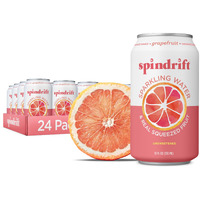 Spindrift Sparkling Water, Grapefruit Flavored, Made With Real Squeezed Fruit, (Only 15 Calories Per Can), 12 Fl Oz (Pack Of 24)