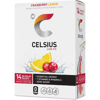 Celsius On-The-Go Powder Sticks Cranberry Lemon, Essential Energy 2.6 Oz (14 Sticks Per Pack)