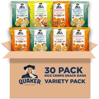 Quaker Rice Crisps, Gluten Free, 4 Flavor Sweet And Savory Variety Mix, Single Serve, 30 Count