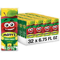 Mott's 100% Original Apple Juice, 6.75 Fl Oz Boxes, 32 Count (4 Packs Of 8), 2 Servings Of Fruit, 100% Fruit Juice, Gluten-Free, Caffeine-Free, Kosher, Contains No Artificial Colors Or Sweeteners