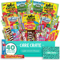 The Care Crate Ultimate Candy Snack Box Care Package ( 40 Piece Candy Snacks) Includes 20 Full Size Candies - Starburst, Skittles, Twizzlers & More!