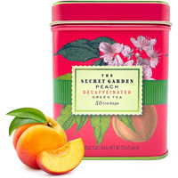 Premium Decaf Peach Herbal Green Tea Bags 50 Pack Designer Tin, Eco-Friendly, Sugar Free, Keto & Diabetic Friendly Full Bodied Aromatic Flavor Family Share Size Bulk Teabags (50-Count)