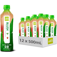 Alo Aloe Vera Juice Drink | Blush - Aloe Vera + Strawberry | 16.9 Fl Oz, Pack Of 12 | Plant-Based Drink With Real Aloe Pulp