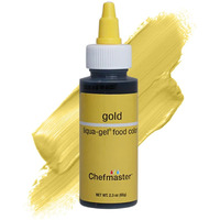 Chefmaster Gold Liqua-Gel Food Coloring | Vibrant Color | Professional-Grade Dye For Icing, Frosting, Fondant | Baking & Decorating | Fade-Resistant | Easy-To-Use | Made In Usa | 2.3 Oz