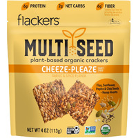 Flackers Organic Cheeze-Pleaze Multi-Seed Crackers, 4 Ounce 1-Pack, Gluten Free, Non Gmo, Vegan, Keto Snack, 6G Protein, 6G Fiber, 2G Net Carbs