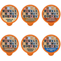 Double Donut Flavored Coffee Variety Pack, Flavored Coffee Pods, Including Hazelnut, Caramel, Chocolate Coffee & More, Single Serve Coffee For Keurig K Cups Machines, 72 Count