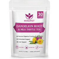 Dried Dandelion Root With Milk Thistle Tea - Natural Dandelion Root And Milk Thistle Herbal Tea Bags For Liver Cleanse, Antioxidant And Immune Support, Caffeine Free - 30 Tea Bags