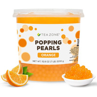 Tea Zone B2052 7 Lbs Orange Popping Pearls For Boba Tea Beverages, Sweets, Ice Cream Topping