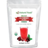 Z Natural Foods Organic Cranberry Juice Powder, Nutrient-Packed Superfood Powder, Perfect For Smoothies, Tea, Juice, Cooking, And Baking, Vegan, Non-Gmo, Gluten-Free, 1 Lb