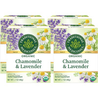 Traditional Medicinals Organic Chamomile & Lavender Herbal Tea, Settles Nervous System, (Pack Of 4) - 64 Tea Bags Total