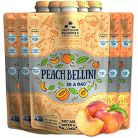 Lt. Blender's Peach Bellini In A Bag - Wine Slushie Mixes - Each Bag Makes 1/2 Gallon Of Frozen Peach Bellini Mix - Non-Gmo Wine Freezer Mix - Make With Wine, Liquor Or As A Mocktail - (Pack Of 5)