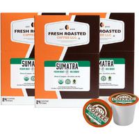 Fresh Roasted Coffee, Organic Sumatra | Single Origin | Medium Roast | Rfa Kosher | K-Cup Compatible | 72 Pods