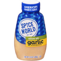 Spice World Squeezable Minced Garlic In Extra Virgin Olive Oil- 9.5 Oz Garlic Container - Ready-To-Use Seasonings For Cooking, Simply Squeeze The Convenient Package To Easily Add Flavor