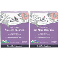 Earth Mama No More Milk Tea | Organic Herbal Tea Bags To Reduce Breast Milk Production, Stop Breastfeeding, & Wean Lactation Naturally, Postpartum Essentials, Hibiscus & Sage Decaf Tea (16-Count, 2Pk)
