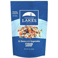 Thousand Lakes 32 Bean And 8 Vegetable Dry Soup Mix - 1 Pound | Low Sodium | No Fat | High Fiber | 20+ Servings | Vegan