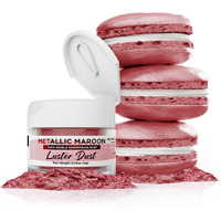 Luster Dust - Metallic Maroon (4G 1X Pump) | Edible Vegan Dust & Paint For Cake Decorating, Ice Cream, Desserts, Cocktails And Beverages By Bakell