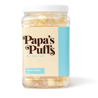 Papa's Puffs Pina Colada Flavored Pure Sugar Candy - Individually Wrapped In Resealable Tub - Fat-Free, Gluten-Free, Cholesterol-Free - Manufactured In The Usa