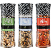 Soeos Spice Seasoning Set Of 3, 4.98Oz(142G), With Integrated Grinders, Salt And Pepper Grinder Set, Pure And Fresh Perfect For Bbq Seasoning Gift Set, Grilling Spice, Herb, Spice & Seasoning Gifts