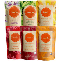 Brodo Broth Variety Pack | 1 Chicken, 1 Hearth, 1 Deeply Rooted, 1 Spicy Nonna, 1 Tom Yum, 1 Tuscan Sun Single Serving Pouches | Not Made From Concentrate, No Preservatives (6X 8Oz. Pouches)