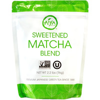 Aiya Sweetened Matcha Blend Powder - Matcha Latte Powder With Antioxidant-Rich Japanese Green Tea & Pure Cane Sugar - Ideal For Smoothies, Lattes, And Culinary Creations - 1Kg Bag (2.2 Lbs)
