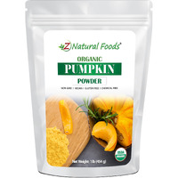 Z Natural Foods Organic Pumpkin Powder - Pure Powdered Pumpkin For Delicious Pumpkin Spice Latte, Baking, Smoothies, Juice, Puree - Dried Sweet Vegan Pumpkin Powder, Gluten Free, Kosher, 1 Lb