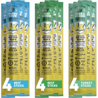 Lorissa's Kitchen Premium Grass-Fed & Finished Beef & Free Range Turkey Jerky Snack Sticks 12-Pack: 8G Protein, Certified Free From Top 9 Allergens, Gluten-Free, Non-Gmo, Zero Sugar, Keto, Paleo