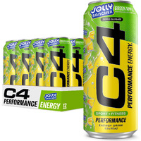 C4 Performance Energy Drink | Jolly Rancher Green Apple | Zero Sugar Carbonated Preworkout Energy | 200Mg Caffeine With Beta Alanine | 16 Fl Oz (12 Pack)